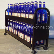 Rotatable Metal Wine Display Stand/ Practical Metal Display with Caster